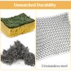 Amagabeli Cast Iron Cleaner 8"x6" Rectangle Chain Metal Scrubber with Hanging Ring 316 Premium Stainless Steel Chainmail Scrubber for Skillet,Wok,Pot,Pan CS03