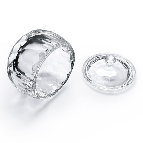 Round Crystal Clear Acrylic Liquid Powder Glass Dappen Dish Glass Cup w Cap Lid Bowl for Acrylic Nail Art Transparent Kit, HJ-NAPB013