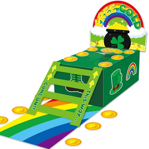 St Patrick's Day Trap Kit DIY Catch a Leprechauns Trap Craft Set Supplies St Patrick's Day Party Decoration Leprechaun Trap Craft Kit Box Stickers for Kids Classroom Activity Shamrock Party Supplies