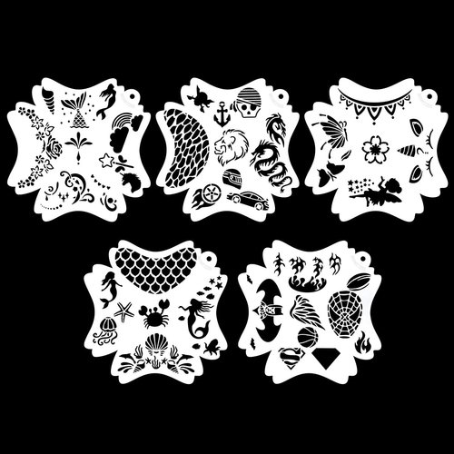 Bowitzki Reusable Face Paint Stencils for Body Art Painting Halloween Christmas Makeup Stencils (Hero&Fairy)