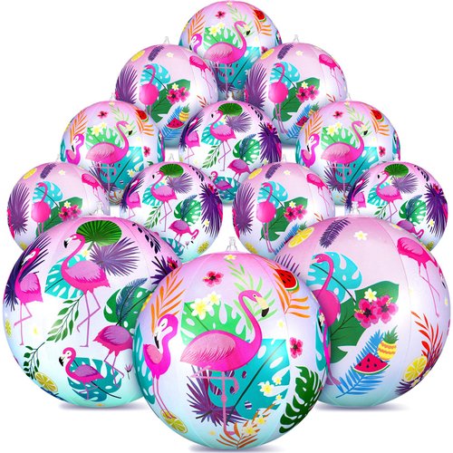 Honoson 24 Pcs 9 Inch Flamingo Inflatable Beach Balls Small Beach Balls Bulk Flamingo Themed Party Toys Flamingo Decor for Summer Beach Water Pool Hawaiian Birthday Party Decorations