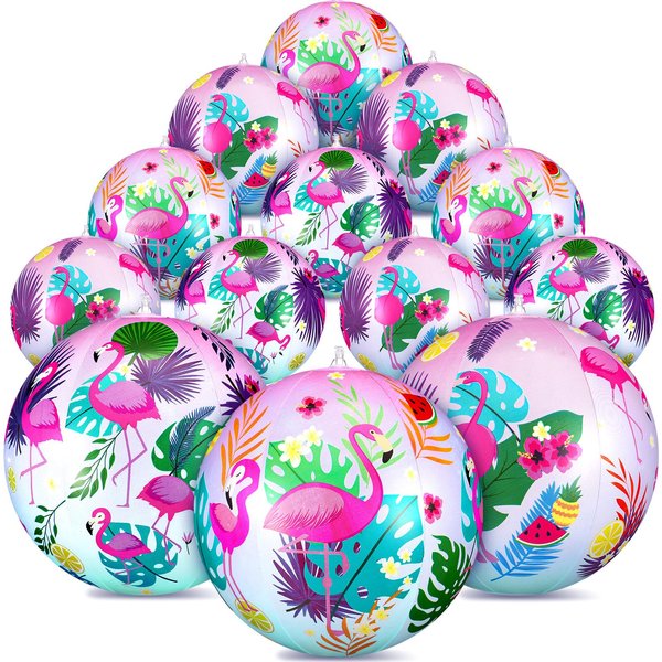 Honoson 24 Pcs 9 Inch Flamingo Inflatable Beach Balls Small Beach Balls Bulk Flamingo Themed Party Toys Flamingo Decor for Summer Beach Water Pool Hawaiian Birthday Party Decorations