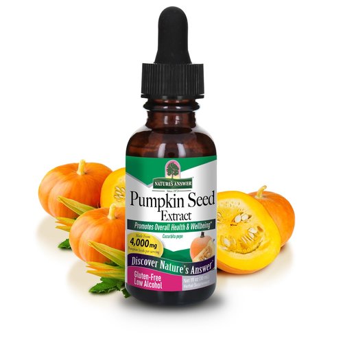 Nature's Answer Pumpkin Seed with Organic Alcohol 4000mg 1oz Extract | Packed with Omega 3 | Promotes Hair Growth | Urinary Tract Support | Prostate & Bladder Function | Single Count