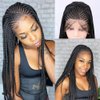 SIMBEAUTY Box Braided Wig For Black Women Side Parting with Baby Hair Synthetic Lace Front Braid Wigs Glueless Micro Cornrow Fully Hand Twist Braids Wig 26 Inch