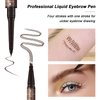 Microblading Eyebrow Pen (Brown), 3D Waterproof Microblading Eyebrow Pen with 4 Fork Tip Tattoo, 2024 New Long-Lasting Natural Eyebrow Pencil, Advanced Professional Hair-Like Brow Pen for Women