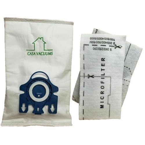 10 GN Bags Compatible with Miele Classic C1 - Complete C2 - Complete C3 - S2 - S5 - S8 - [S800 - S858] - [S600-S658] - [S400i - S456i] Canister Vacuum Cleaners. Includes 4 Filters 3D Technology.