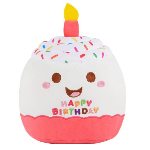 12 inch Birthday Cake Plush, Cute Birthday Plush, Birthday Party Decoration Birthday Gift for Kids (White Cake)