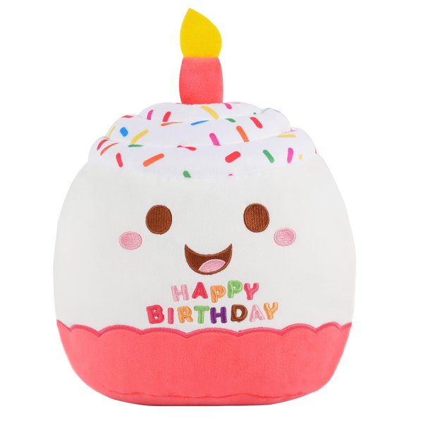 12 inch Birthday Cake Plush, Cute Birthday Plush, Birthday Party Decoration Birthday Gift for Kids (White Cake)