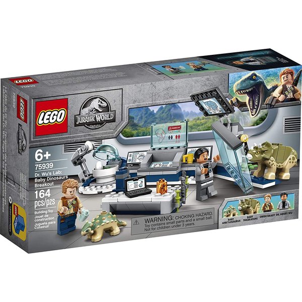 LEGO Jurassic World Dr. Wu's Lab: Baby Dinosaurs Breakout 75939 Fun Dinosaur Toy Building Kit, Featuring Owen Grady, Plus Baby Triceratops and Ankylosaurus Toy Dinosaur Figures (164 Pieces)