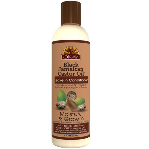 OKAY Black Jamaican Castor Oil Leave In Conditioner - Hair Moisturizer for Women and Men, Natural Hair Product for Hair Growth, Curly Hair Grease for Smooth, Moisturized Hair - 8 oz (Pack of 1)