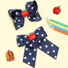 Back to School Hair Clips Cute Apple Dark Blue Bow Hair Clip for Girls White Wave Point Claw Clip Hair Accessories for Women Kids Claw Clips for Thick Thin Hair 2Pcs (Dark Blue)