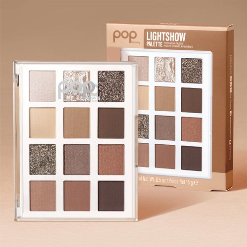 POP Beauty LIGHTSHOW PALETTE | BASIC - Eyeshadow Palette, 12 Shades, Complementary Colours, Multi-Textured, Richly-Pigmented | Matte, Metallic, Satin, Glitter