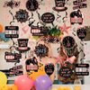 54 Pieces 2025 New Year Hanging Swirl Decorations 2025 Hanging Swirl Set for Birthday Party Supplies for Home (Pink)