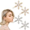 4 PACK Snowflake Rhinestone Hair Clips Winter Holiday Crystal Hairpin Barrette Wedding Bridal Hair Accessories for Women Girls