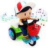 Tipmant Baby Toddler Electric Tricycle Toy Cartoon Motorcycle Vehicle Stunt Performance, Music, Lights, Kids Birthday Gifts (Boy)