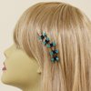 Small Decorative Hair Jaw Clips Mini Petals Rhinestone Crystal Hair Claw Clips, Set of 5, Teal