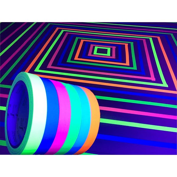 GreyParrot Tape UV Tape Blacklight Reactive, (6 Pack), (6 Colors), 33ft Per Roll, Fluorescent Cloth Tape, Glow in The Dark Tape Under UV Black Light