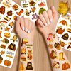 HOWAF 50+ Pcs Fall Temporary Tattoos, 4 Sheets Gold Glitter Hello Fall Face Tattoos Stickers for Autumn Thanksgiving Harvest Decoration, Pumpkins Maple Leaves Waterproof Body Art Stickers