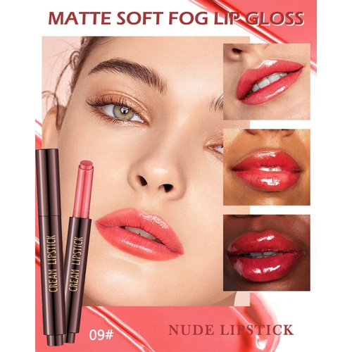 Moisturizing Lipstick Pen,Red Nude Pink Shimmer Glossy Plumping Lip Gloss,Hydrating Tinted Lip Balm,Long Lasting Waterproof Jelly Lip Gloss Plumper Lip Tint Stain,Christmas Makeup Gift for Women-09