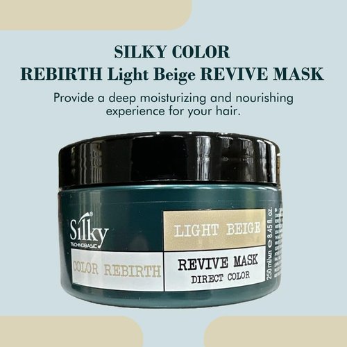 Silky Technobasic Light Beige Revive Mask - Color Depositing Hair Mask - Vegan Friendly Organic Hair Mask - Semi-Permanent Hair Color Mask with Hydrating & Restoring Action for Dry Hair - 250ml/8.45oz