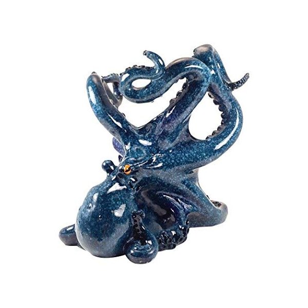 Blue Octopus Wine Bottle Holder 7.5 Tall