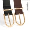 VONMELLI 3 Pack Women's Leather Belts for Jeans Pants Fashion Gold Buckle Ladies Dress Belt Black Coffee Beige S