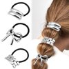3 Pcs Metal Hair Cuffs, Metal Hair Tie Ponytail Hair Cuff Silver Metal Ponytail Cuff Metal Hair Tie for Women Hair Accessories
