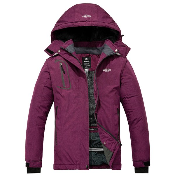 wantdo Women's Mountain Fleece Jacket Windproof Ski Coat Blending Purple Small
