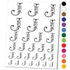 Rose Typewriter Font Capital Letter J Temporary Tattoo Water Resistant Fake Body Art Set Collection - Red (One Sheet)