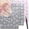 3sheets 5D Embossed Bow Nail Stickers for Nail Art Self-Adhesive Bow Nail Decals White Pink Bow Nail Art Stickers Design Cute Bow Nail Art Supplies for Women Girls
