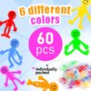 POPLAY 60PCS Smiley Face Bendable Man, Stretchy Figures Party Favors Gooey Bendy Fidget Toys for Stress Relief Goodie Bags Stocking Stuffer Piñata Fillers