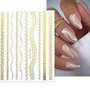 12 Sheets Gold Nail Stickers Decals Gold Line Nail Decals for Nail Art Nail Art Stickers 3D Self Adhesive Metal Stripe Wave Nail Sticker Nail Designs Nail Art Supplies for Women Manicure Decorations