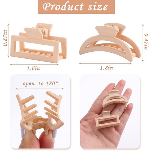 12pcs Hair Clips, Small Hair Clips for Thin Hair, Cute Hair Clips for Styling, Non-Slip Neutral Mini Claw Clips for Women, Hair Accessories for Girls, Square Rectangle and Moon Hair Claw Clips