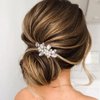 Brishow Bride Wedding Pearl Hair Comb Silver Rhinestone Hair Piece Crystal Bridal Hair Accessories for Women and Girls