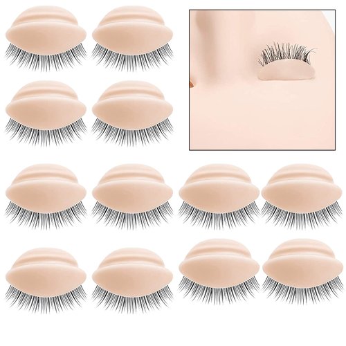 6 Pairs Replacement Eyelids For Mannequin Head Eyelids Realistic Eyelids Silicone Practice Eyelash Training Eyelids Removable Eyelids with Lashes for Lash Practice Eyelash Extensions