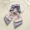 5PCS Short Hair Scarf with Ribbon Hair Bow Scrunchies Elegant Bow Hair Ties Floral Hair Scrunchies Chiffon Bowknot Hair Scrunchies for Women