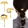 Aswewamt 3 Pcs Gold French Hair Clips, 1Inch Metal High Ponytail Hair Buckles Decorative Barrettes Strong Hold Hair Clips Accessories for Women