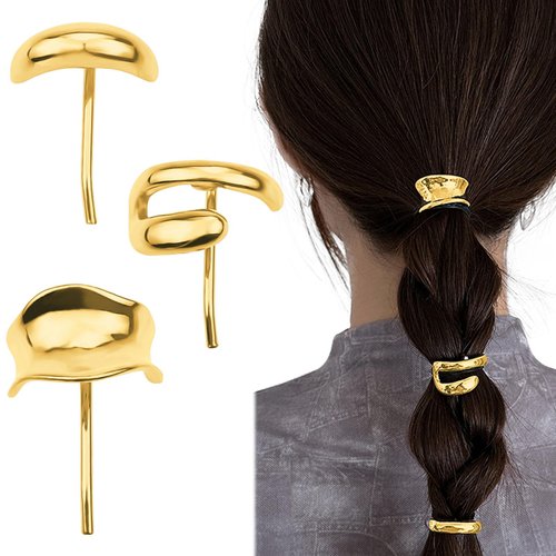 Aswewamt 3 Pcs Gold French Hair Clips, 1Inch Metal High Ponytail Hair Buckles Decorative Barrettes Strong Hold Hair Clips Accessories for Women