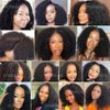 Domiso New Super V Part Human Hair Wig 200% Density Afro Kinky Curly V Part Wig Pre-Minimum Leave Out Glueless Wigs Beginner Friendly with Anti Slip Elastic Band and Removable Clips Curly Wig 16 Inch