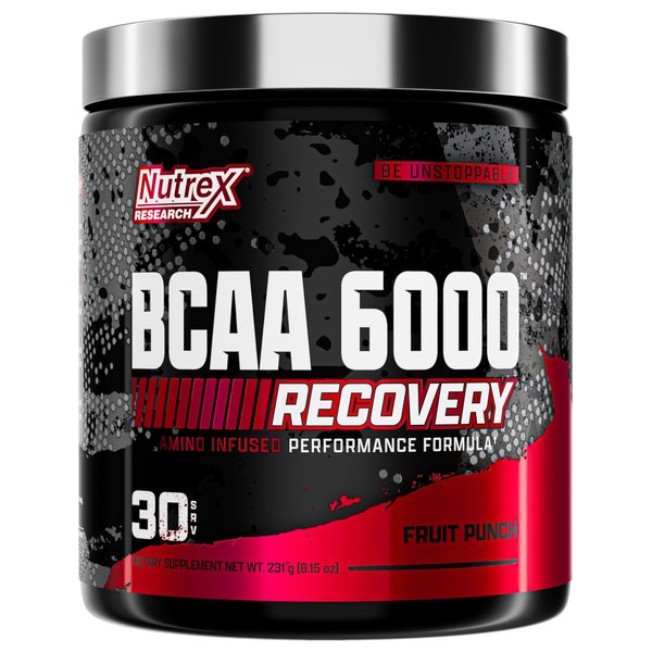 Nutrex Research - BCAA Powder 6000 Amino Acid - 6 Grams of BCAAs Amino Acids Supplement for Post Workout Recovery & Muscle Growth - Amino Energy Workout Recovery Drink (Fruit Punch - 30 Servings)