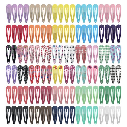 KUBOM 120 Pcs Hair for Clip - 2 inch metal Barrettes and Hair Clips for Toddler Girls Kids Women, Cute Solid Candy Color Hair Accessories for Birthday Party Gift