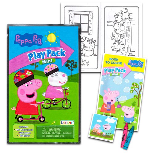 12 Pc Peppa Pig Mini Party Favors Set - Bundle with 12 Peppa Pig Play Packs | Mini Coloring Books, Stickers, and Goodie Bags (Peppa Pig Birthday Party Supplies Decorations)