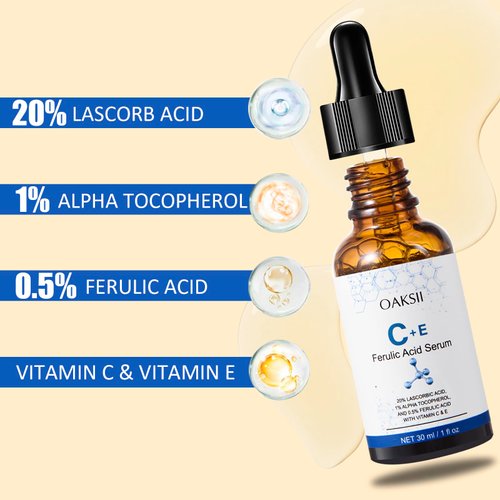 RINIUIN Vitamin C Face Serum, Vitamin CE Serum with Ferulic Acid, Vitamin E and Ferulic Serum Skin Care Vitamin C Serum for Face Anti Aging Face Care 1 Oz