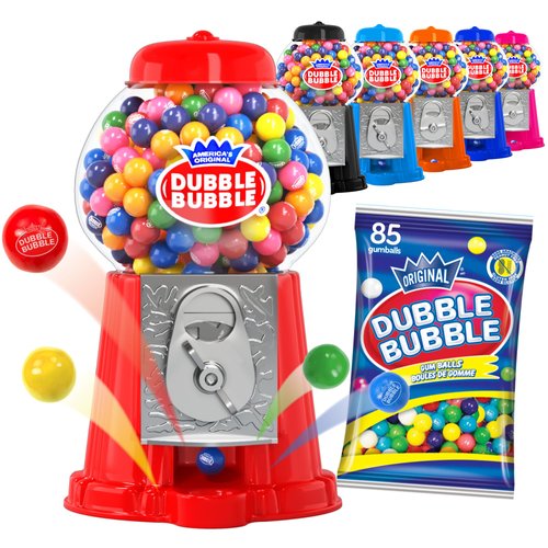 Gumball Machine for Kids 8.5" - Coin Operated Bubble Gum Machine and Toy Bank - Candy Machine Dispenser Includes 85 Gum Balls - Great Candy Dispenser Machine Gift Toys for Girls and Boys (Red)