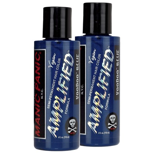 MANIC PANIC Voodoo Blue Hair Color - Amplified - (2PK) Semi Permanent Hair Dye - Dark Cyan Blue with Green Undertones - For Dark, Light Hair- Vegan, PPD & Ammonia Free For Coloring Hair on Men & Women