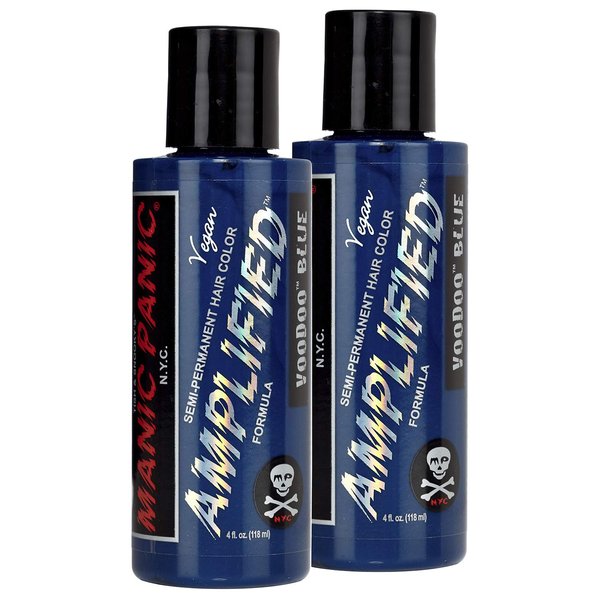 MANIC PANIC Voodoo Blue Hair Color - Amplified - (2PK) Semi Permanent Hair Dye - Dark Cyan Blue with Green Undertones - For Dark, Light Hair- Vegan, PPD & Ammonia Free For Coloring Hair on Men & Women