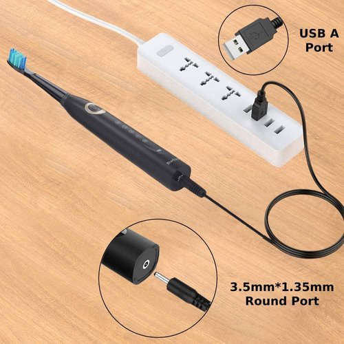 Electric Toothbrush Charger for Fairywill, Bitvae, Initio, Uphily, Gloridea, Wepklin, Nsly, Baoveri, Kipozi and Other Brands - [2-Pack, 3.3ft] DC 5V 3.5mm Port USB Charger Cable