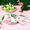 WERNNSAI Flamingo Party Supplies - Luau Disposable Summer Hawaiian Themed Tableware Set for Girl Kids Birthday Dinner Dessert Plates and Napkins Serves 16 Guests 48PCS