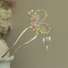 Metal Flower Hair Stick,2 PCS Floral Hairpin Hair Chopsticks Hair Clip Chignon Pin Hair Decor Hair Accessories for Women Girls 036