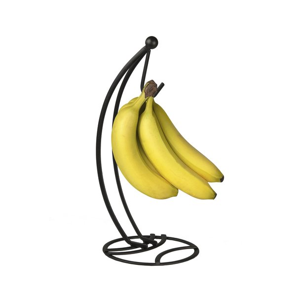 Home Basics Steel Banana Tree Holder Stand, Rust Resistant, Prevents Bruising, Circular Base, Black Satin Finish